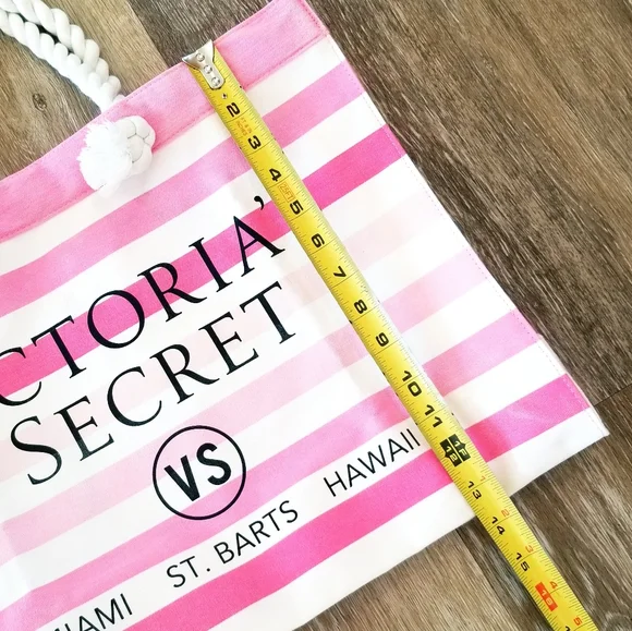 Victoria's Secret Vintage Pink Striped Beach Tote NWT Resort Vacay Weekender - Picture 6 of 16